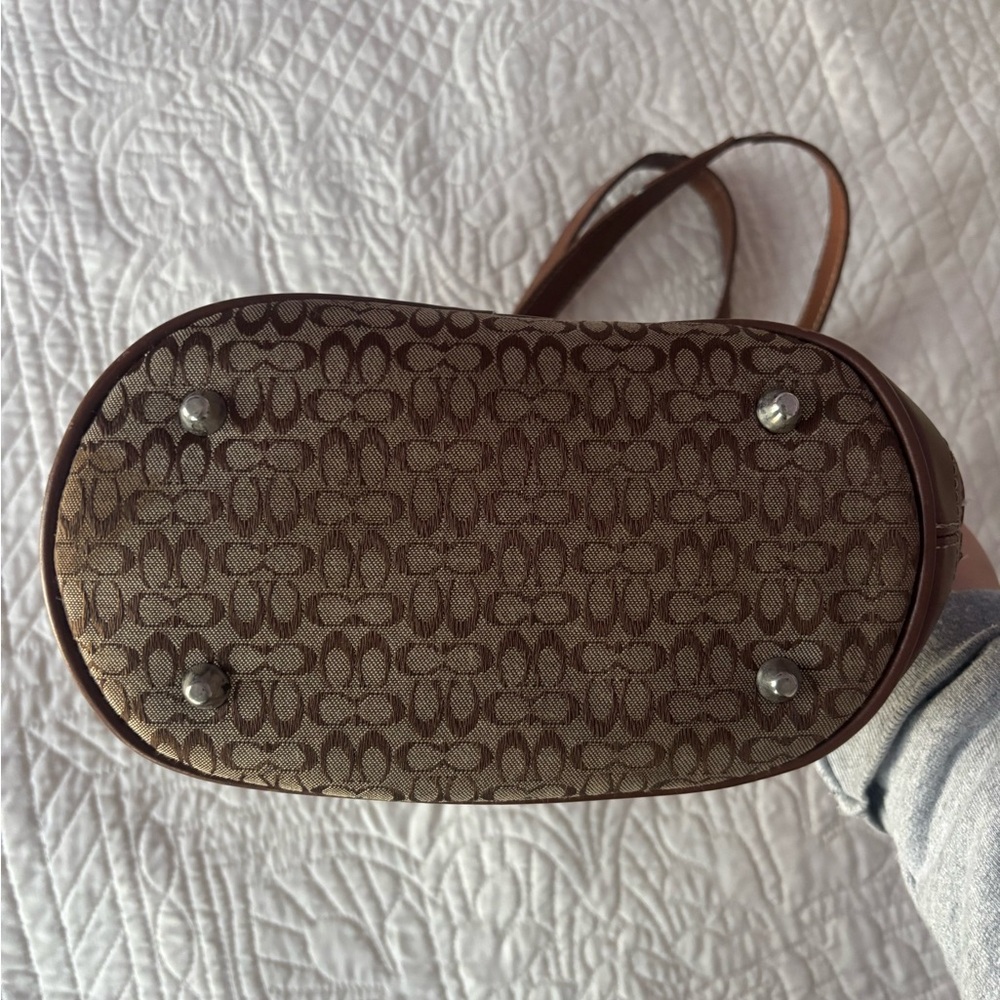Vintage Coach Brown monogram patterned shoulder B… - image 4